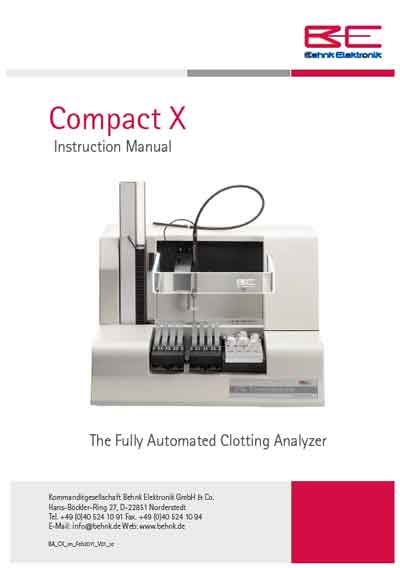 Инструкция пользователя, User manual на Анализаторы-Коагулометр Compact X