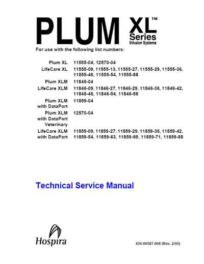 Сервисная инструкция Service manual на Инфузомат Plum XL (Hospira) [---]