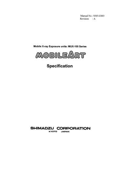 Техническая документация Technical Documentation/Manual на Mobile X-ray System: MUX-100 [Shimadzu]