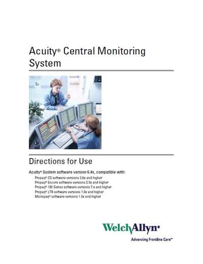 Инструкция пользователя, User manual на Мониторы Центральный монитор Acuity Central Monitoring System