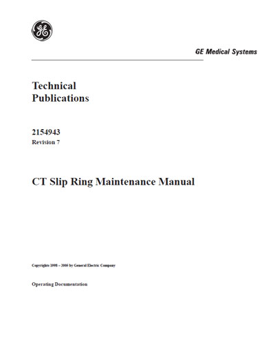 Техническая документация, Technical Documentation/Manual на Рентген CT Slip Ring - Maintenance Manual
