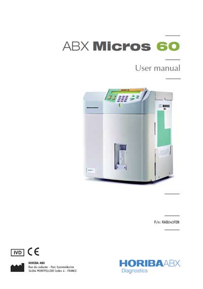 Руководство пользователя Users guide на ABX Micros 60 [Horiba -ABX Diagnostics]