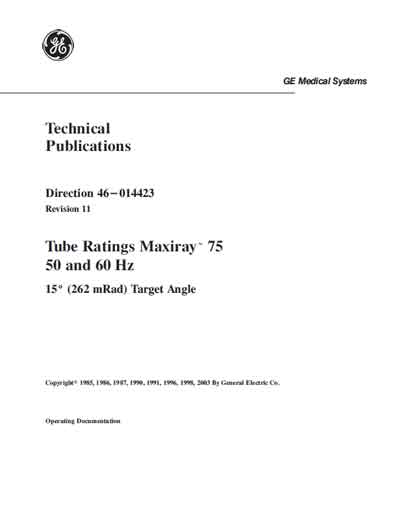 Техническая документация, Technical Documentation/Manual на Рентген Трубка рентгеновская Maxiray 75