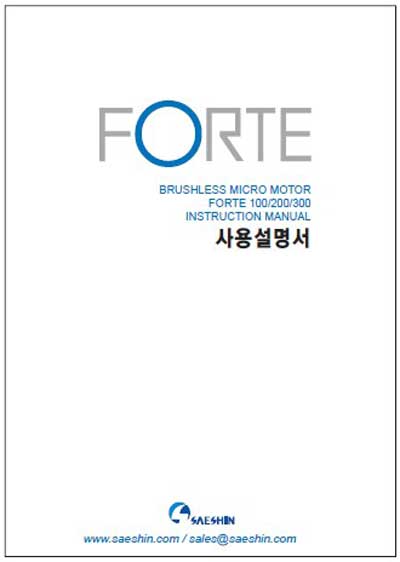 Инструкция пользователя User manual на Бормашина Forte 100, 200, 300 (Saeshin) [Country: China]