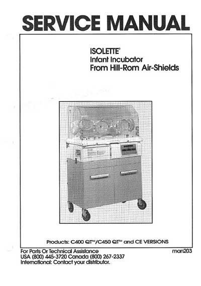 Сервисная инструкция Service manual на Isolette C400 QT/C450 QT and CE Version [Hill-Rom]