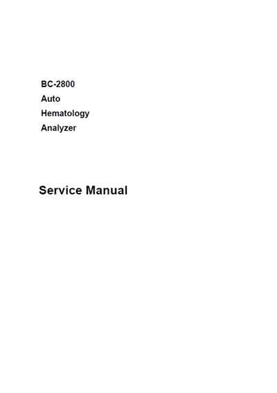 Сервисная инструкция, Service manual на Анализаторы BC-2800 (P/N : 2800-20-28832)