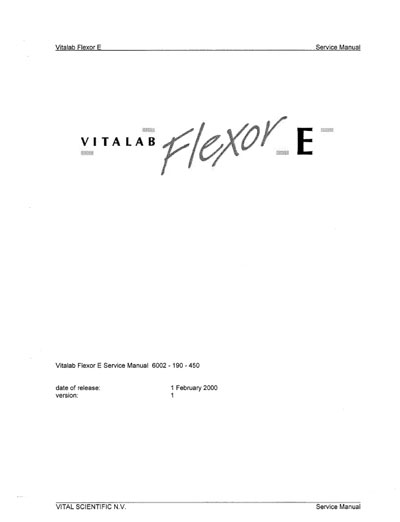 Сервисная инструкция Service manual на Flexor E [Vital]