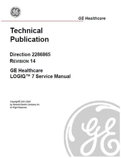 Сервисная инструкция, Service manual на Диагностика-УЗИ Logiq 7 Rev. 14