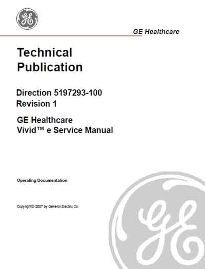 Сервисная инструкция, Service manual на Диагностика-УЗИ Vivid e Rev 1 Direction 5197293-100