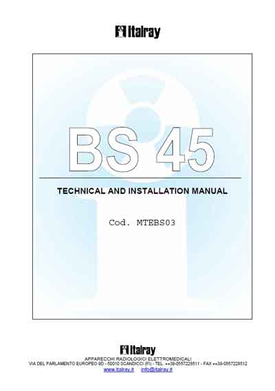 Инструкция по установке и обслуживанию Servise and Installation manual на Вертикальная стойка снимков BS-45 [Italray]