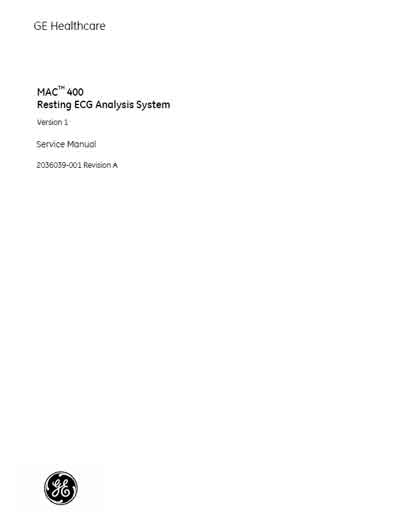 Сервисная инструкция Service manual на MAC 400 - Resting ECG Analysis System (Rev A) [General Electric]