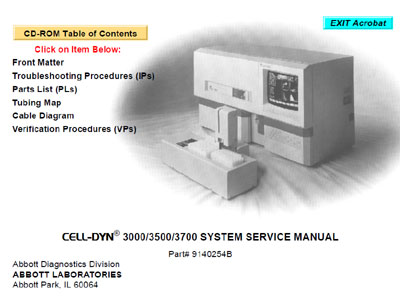 Сервисная инструкция, Service manual на Анализаторы Cell-Dyn 3000/3500/3700
