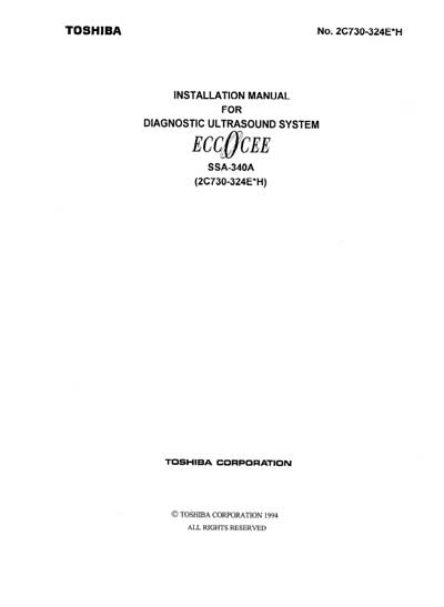 Инструкция по установке, Installation Manual на Диагностика-УЗИ SSA-340A Eccocee