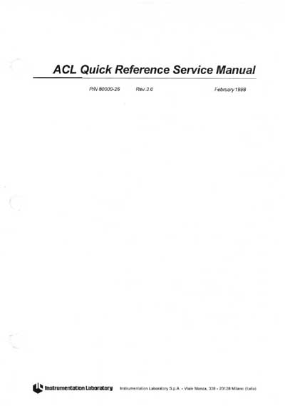 Сервисная инструкция, Service manual на Анализаторы-Коагулометр ACL 100...7000