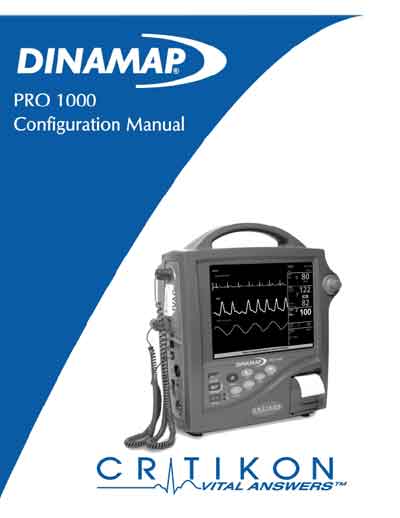 Техническая документация, Technical Documentation/Manual на Мониторы Dinamap Pro 1000 Configuration manual