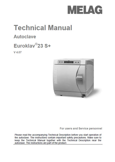 Техническая документация Technical Documentation/Manual на Автоклав Euroklav 23 S+ V4.07 [Melag]