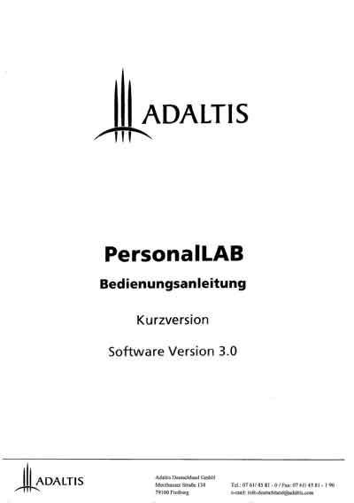 Руководство оператора Operators Guide на PersonalLAB (Adaltis) Soft 3.0 [---]