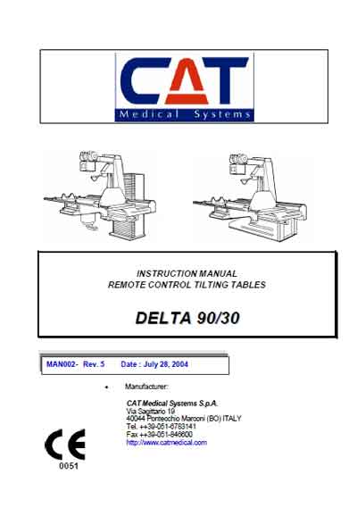 Инструкция по эксплуатации, Operation (Instruction) manual на Рентген Стол телеуправляемый Delta 90/30 (CAT Medical Systems)