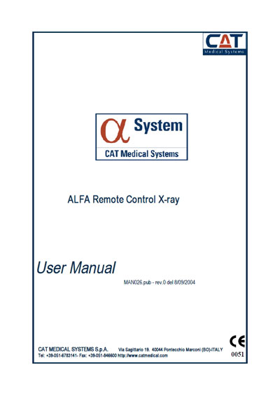 Инструкция пользователя, User manual на Рентген Alfa Remote Control X-ray (CAT)