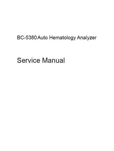 Сервисная инструкция, Service manual на Анализаторы BC-5380