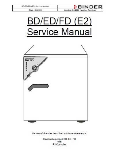 Сервисная инструкция Service manual на Стерилизатор - термостат серия BD,ED.FD (E2) [Binder]