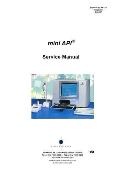 Сервисная инструкция Service manual на mini API [Biomerieux]