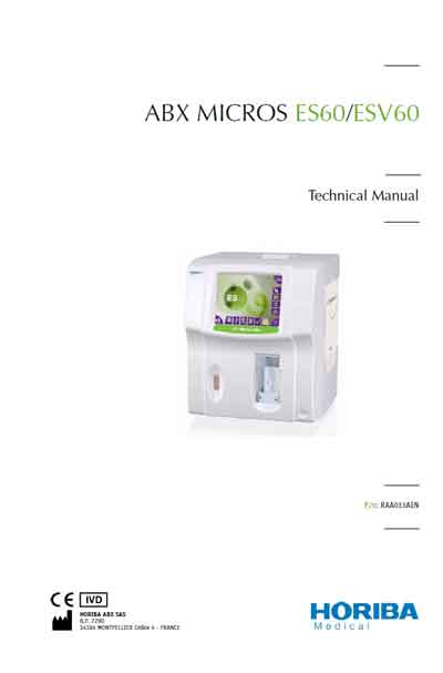 Техническая документация, Technical Documentation/Manual на Анализаторы ABX Micros ES 60/ESV 60