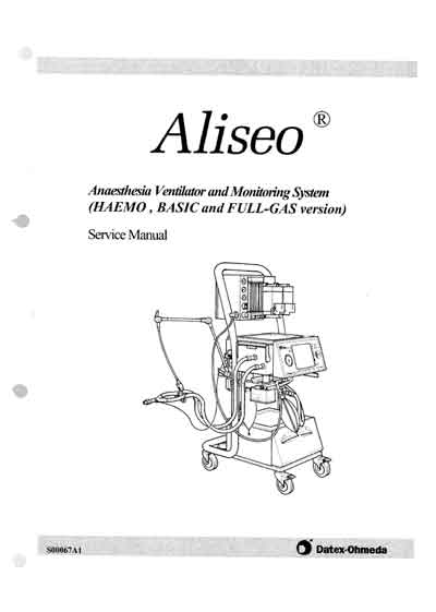 Сервисная инструкция, Service manual на ИВЛ-Анестезия Система вентиляции и мониторинга при Aliseo