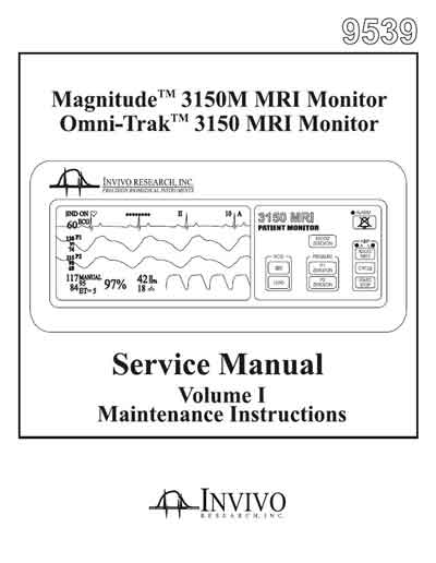 Сервисная инструкция, Service manual на Мониторы MRI Magnitude 3150M, Omni-Trak 3150 Volume 1