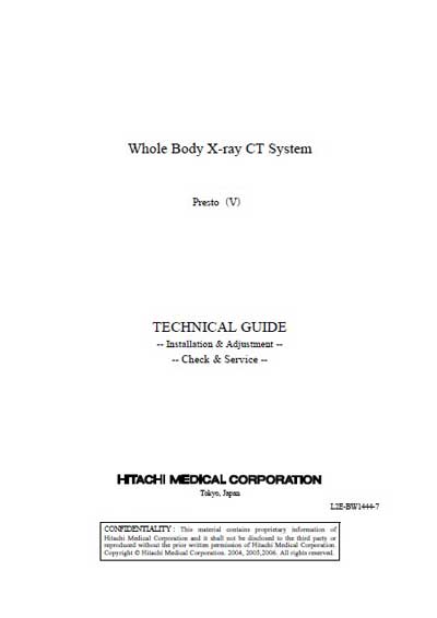 Техническая документация Technical Documentation/Manual на Presto (V) Installation & Adjustment & Check & Service [Hitachi]
