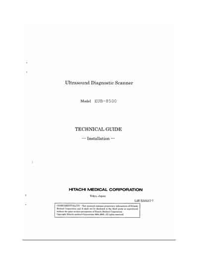 Техническая документация, Technical Documentation/Manual на Диагностика-УЗИ EUB-8500 Installation