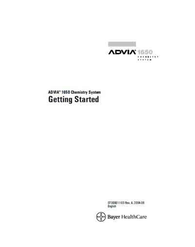 Инструкция оператора Operator manual на Advia 1650 - Getting Started [Bayer]