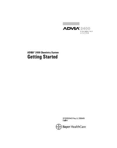 Инструкция оператора Operator manual на Advia 2400 - Getting Started [Bayer]