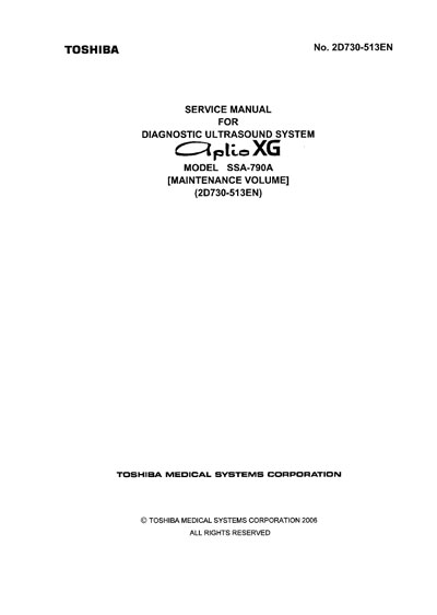 Сервисная инструкция Service manual на SSA-790A Aplio XG [Toshiba]