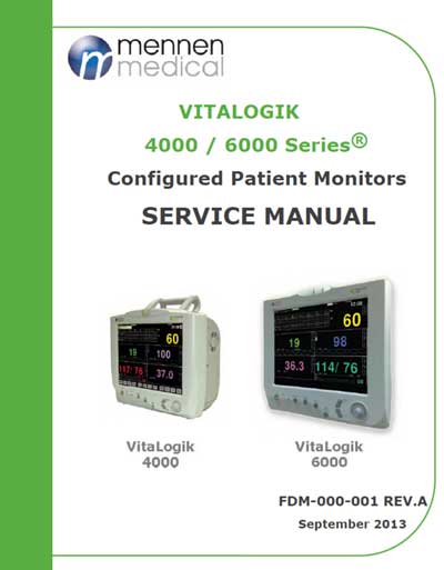 Сервисная инструкция Service manual на VitaLogic 4000 / 6000 [Mennen Medical]