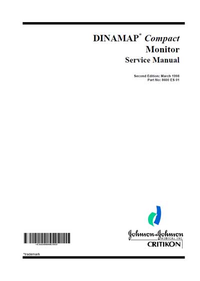 Сервисная инструкция Service manual на Dinamap Compact [Critikon]