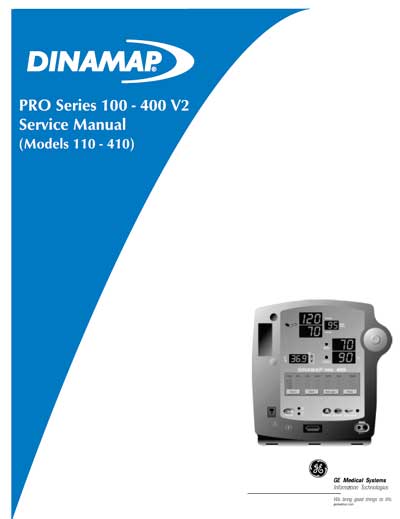 Сервисная инструкция, Service manual на Мониторы Dinamap Pro Series 100-400 V2 (110-410) Revision A