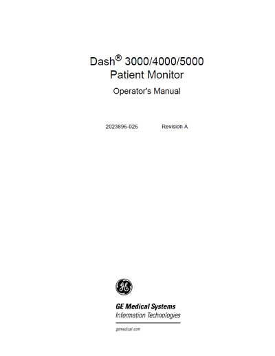Инструкция оператора Operator manual на Dash 3000/4000/5000 Rev A [General Electric]