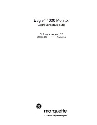 Инструкция пользователя, User manual на Мониторы Eagle 4000 (Marquette)