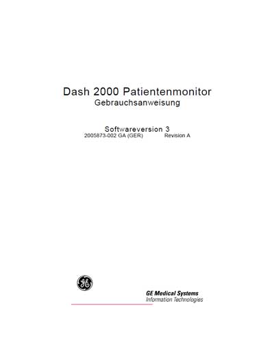 Инструкция пользователя User manual на Dash 2000 ПО версии 3 Редакция A [General Electric]