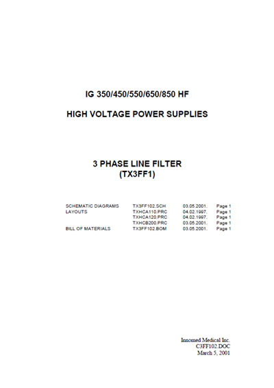 Схема электрическая Electric scheme (circuit) на 3 Phase line filter TX3FF1 (C3FF102) [Innomed]