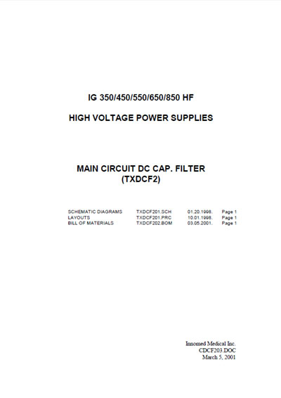 Схема электрическая, Electric scheme (circuit) на Рентген Main circuit dc cap. filter TXDCF2 (CDCF203)
