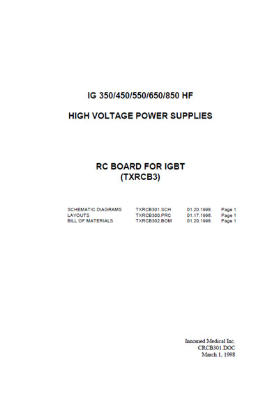 Схема электрическая, Electric scheme (circuit) на Рентген Rc board for igbt TXRCB3 (CRCB301)