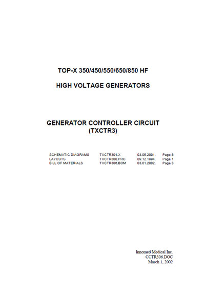 Схема электрическая, Electric scheme (circuit) на Рентген Generator controller circuit TXCTR3 (CCTR306)