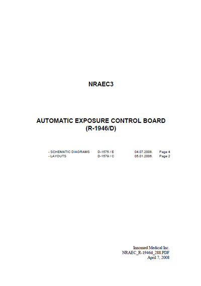 Схема электрическая, Electric scheme (circuit) на Рентген Automatic exposure control board NRAEC3 (R-1946/D) 2008