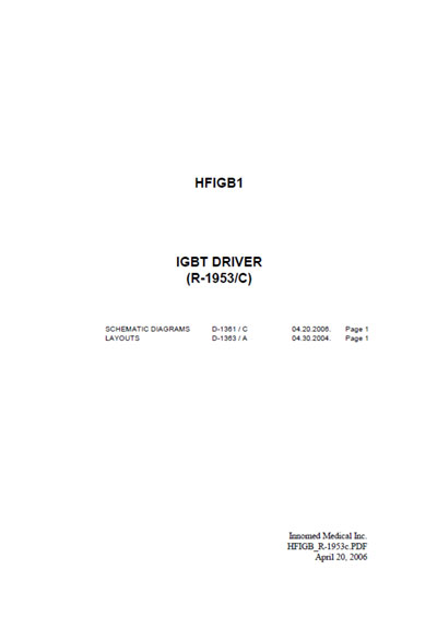 Схема электрическая Electric scheme (circuit) на Igbt driver HFIGB1 (R-1953/C) [Innomed]
