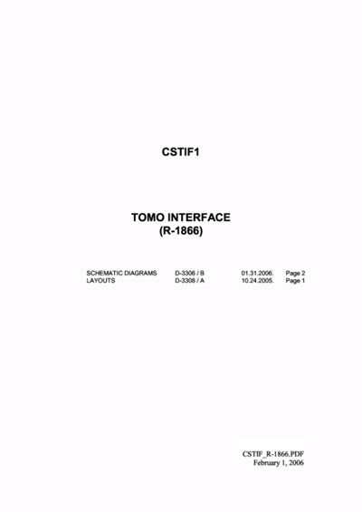 Схема электрическая, Electric scheme (circuit) на Рентген Tomo interface CSTIF1 (R-1866)