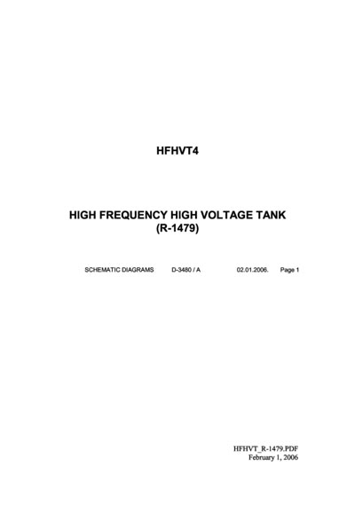 Схема электрическая, Electric scheme (circuit) на Рентген High frequency high voltage tank HFHVT4 (R-1479)