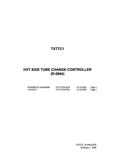 Схема электрическая Electric scheme (circuit) на Hvt side tube change controller TXTTC1 (R-0964) [Innomed]