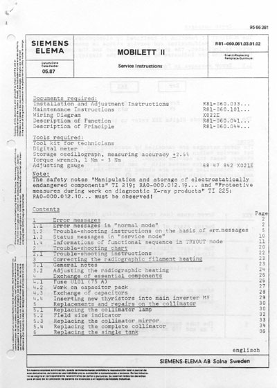 Сервисная инструкция Service manual на Mobilett II [Siemens]